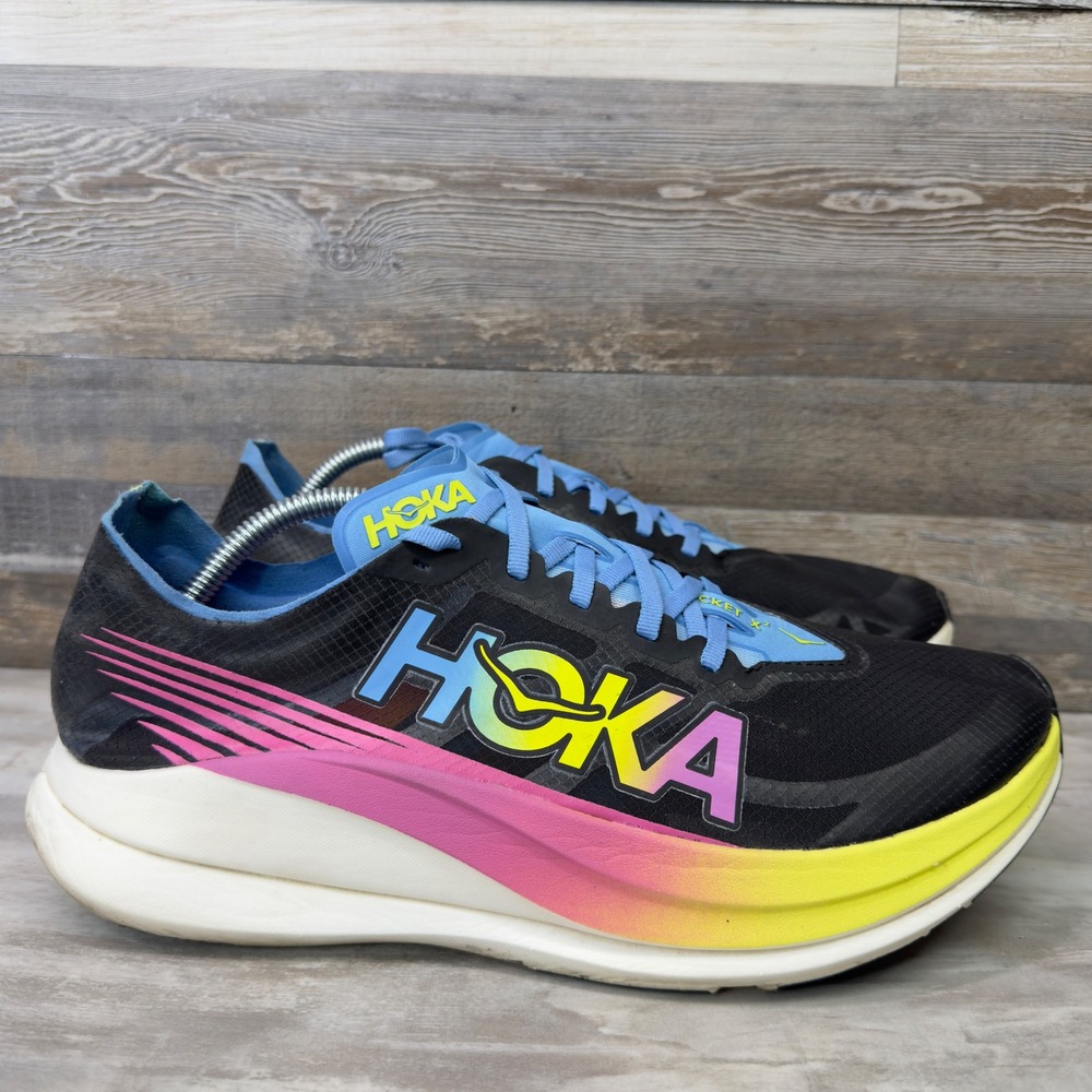 Hoka One One Rocket X2 Mens Size 11.5 Running Shoes Black Multi Carbon Plate